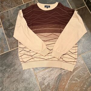 Pendleton Men's Crewneck Sweater in Brown and Cream
